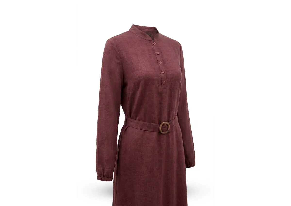 HESNA 9762 ELBİSE - VİŞNE - (Asorti: 2-5)