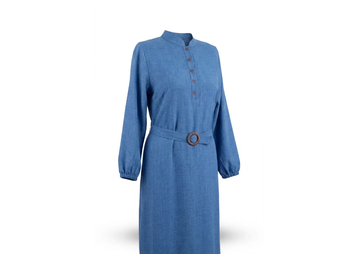 HESNA 9762 ELBİSE - İNDİGO - (Asorti: 2-5)