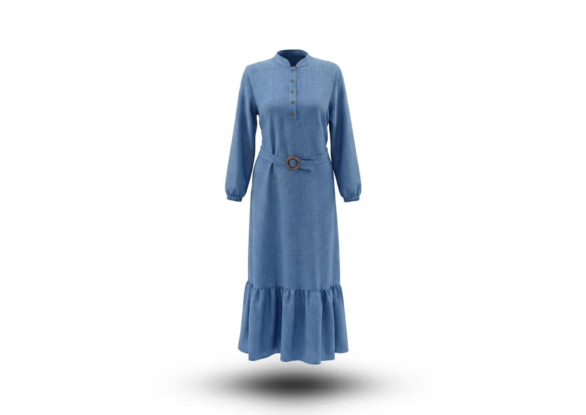 HESNA 9762 ELBİSE - BEBE MAVİSİ - (Asorti: 2-5)