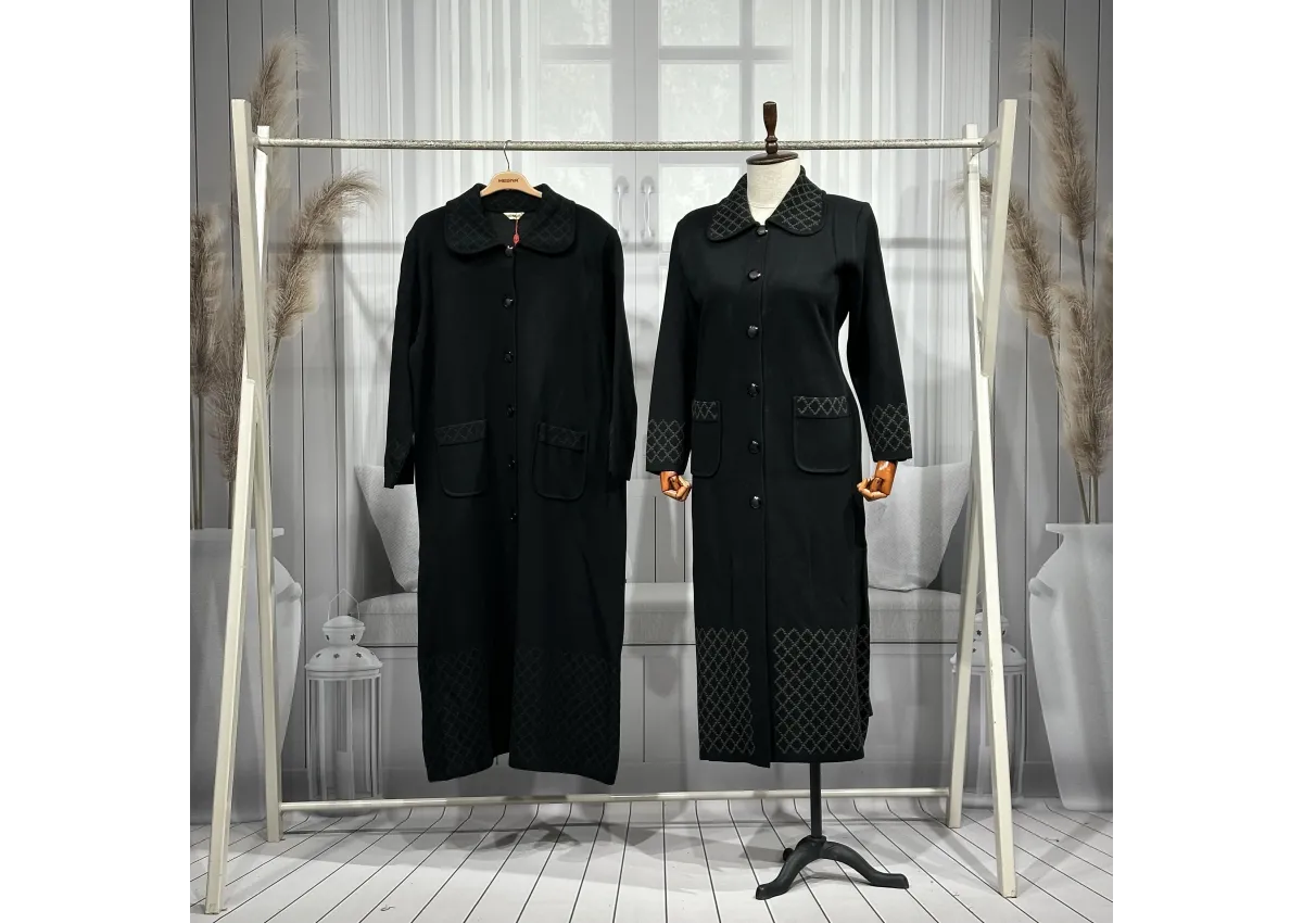 HESNA 8523 MANTO - SİYAH - (Asorti: 3-5)