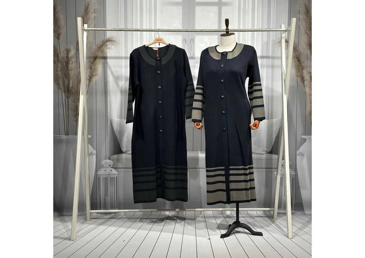 HESNA 8538 MANTO - LACİ & VİZON - (Asorti: 3-5)