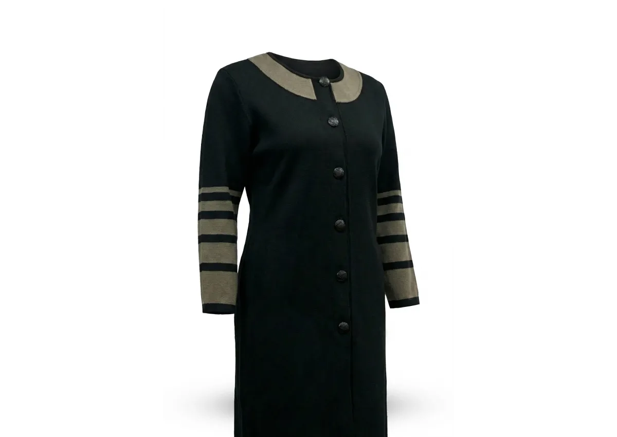 HESNA 8538 MANTO - SİYAH & VİZON - (Asorti: 3-5)