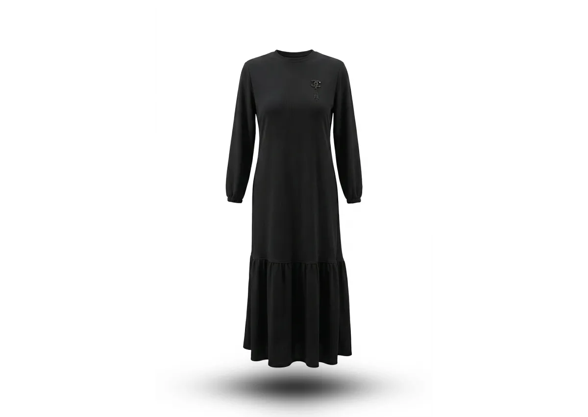 HESNA 8424 ELBİSE - SİYAH - (Asorti: 3-6)
