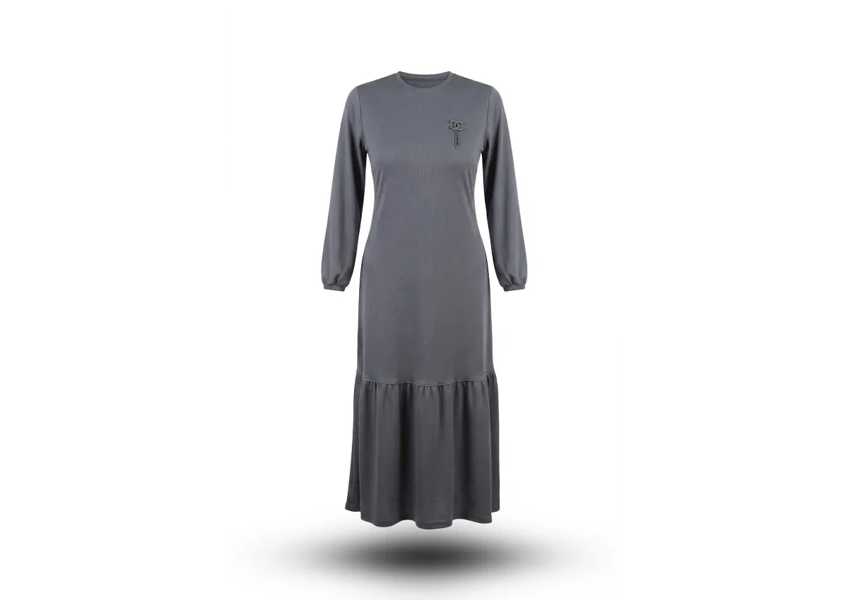 HESNA 8424 ELBİSE - ANTRASİT - (Asorti: 3-6)