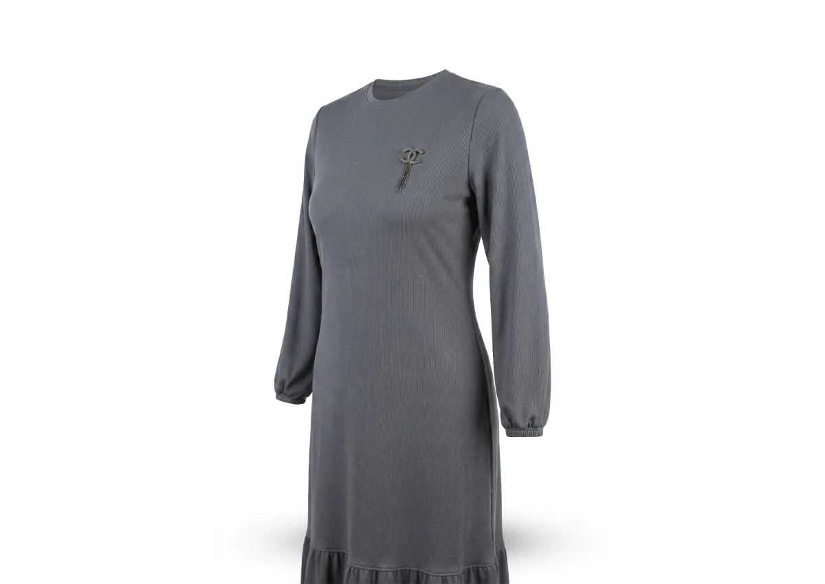 HESNA 8424 ELBİSE - ANTRASİT - (Asorti: 3-6)