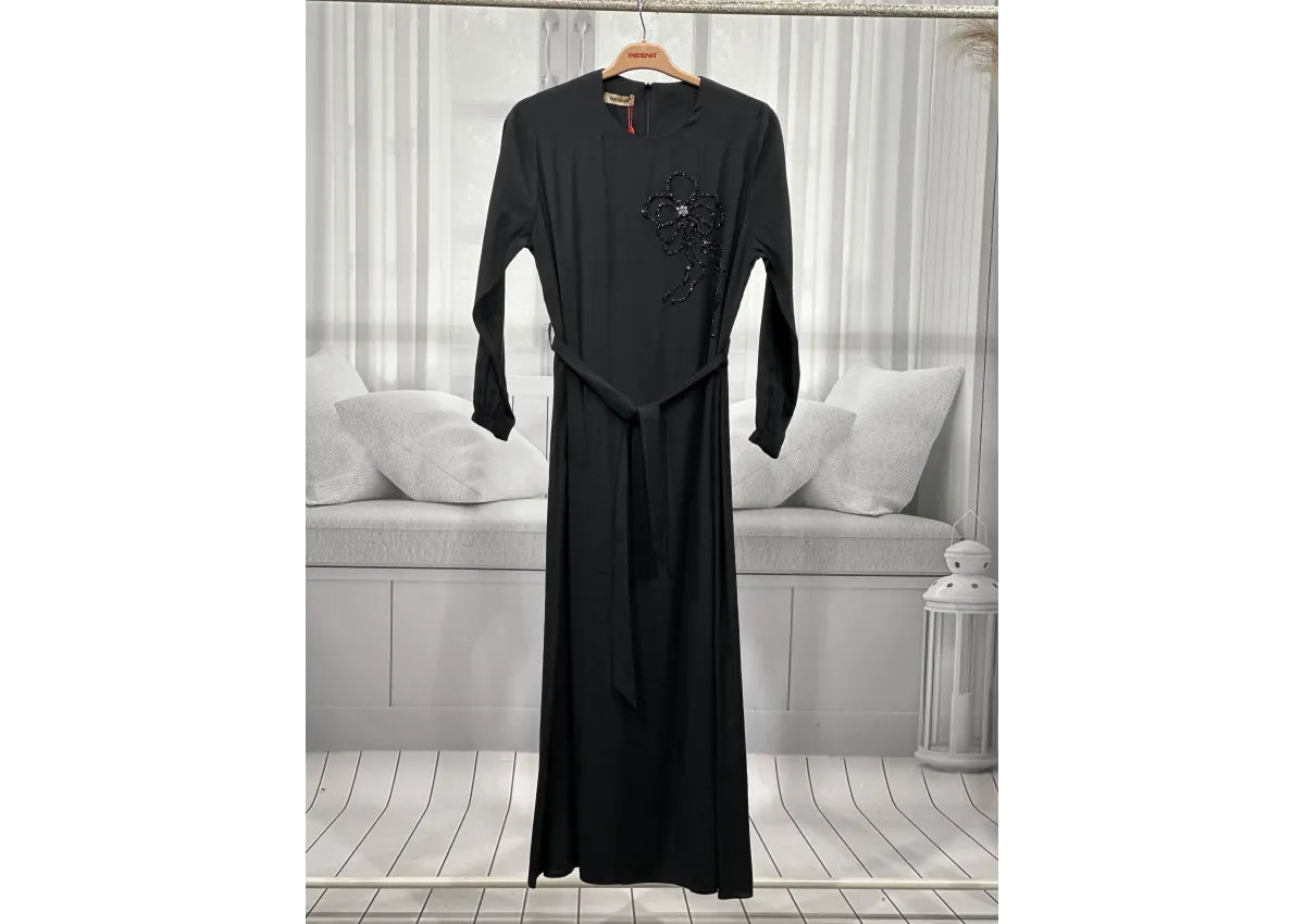 HESNA 8589 ELBİSE - SİYAH - (Asorti: 46-52)
