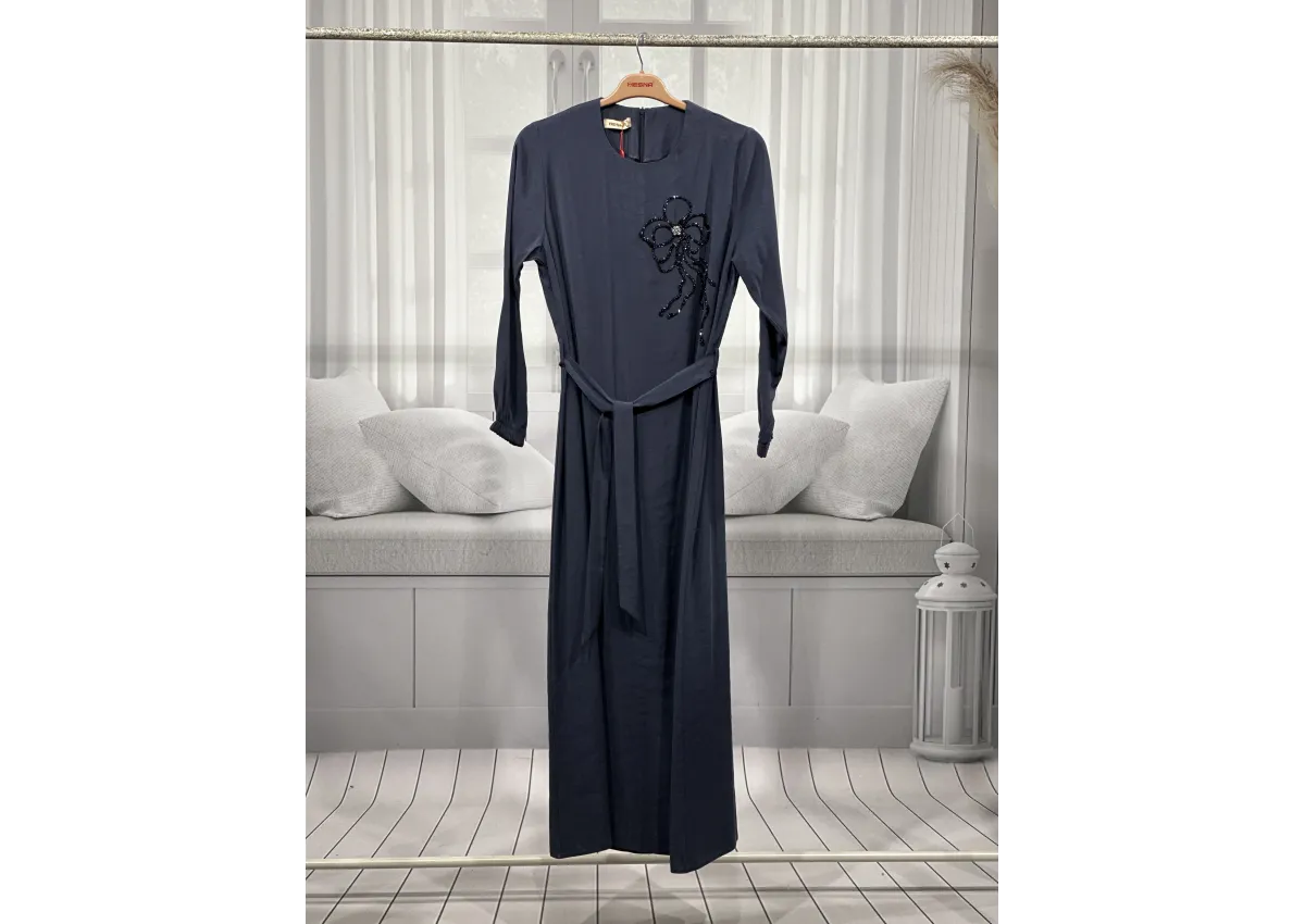 HESNA 8589 ELBİSE - ANTRASİT - (Asorti: 46-52)