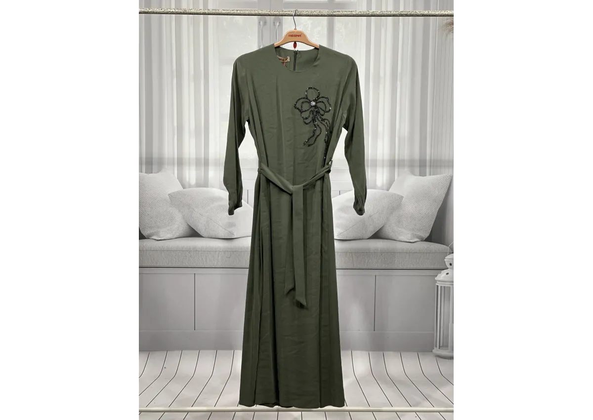 HESNA 8589 ELBİSE - HAKİ - (Asorti: 46-52)