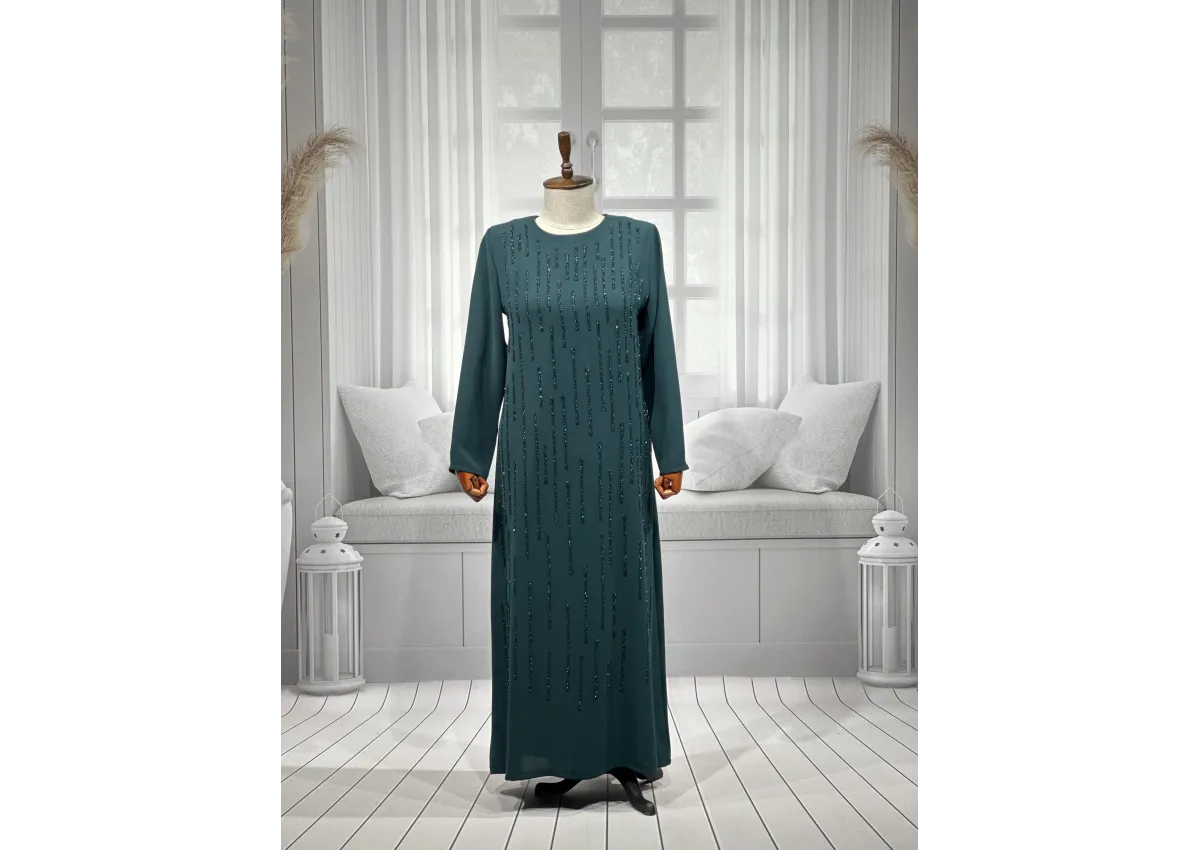 HESNA 8396 ELBİSE - ZÜMRÜT - (Asorti: 46-52)