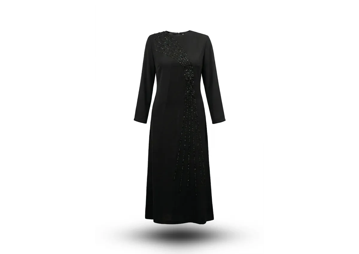 HESNA 8426 ELBİSE - SİYAH - (Asorti: 46-52)