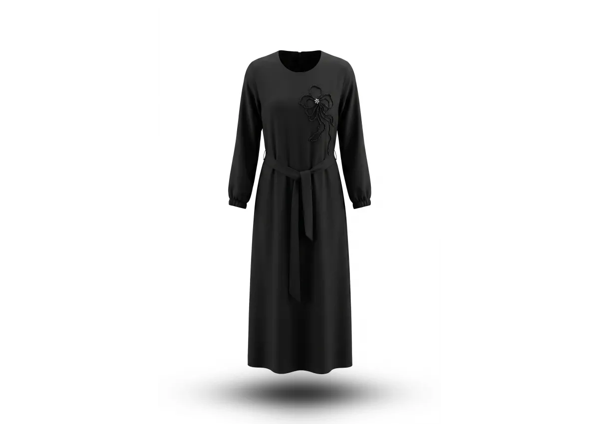 HESNA 8589 ELBİSE - SİYAH - (Asorti: 46-52)