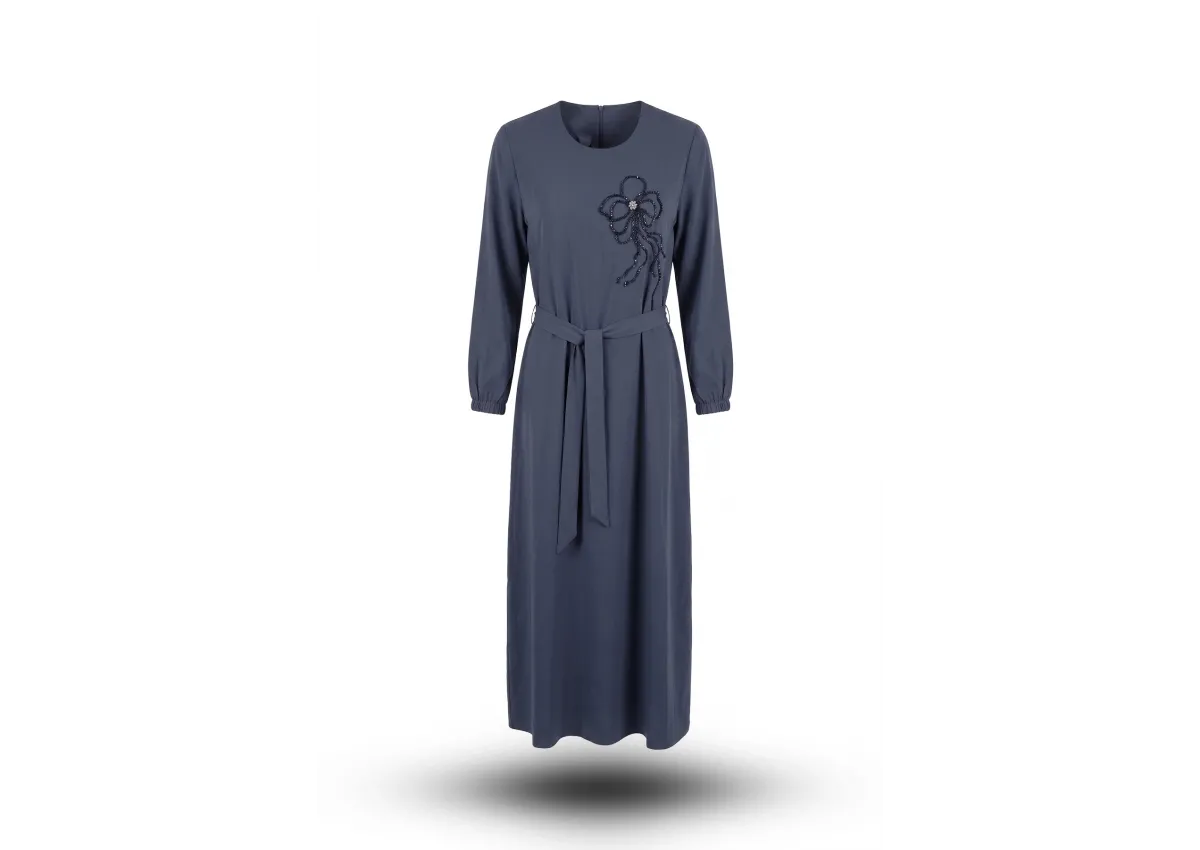 HESNA 8589 ELBİSE - ANTRASİT - (Asorti: 46-52)