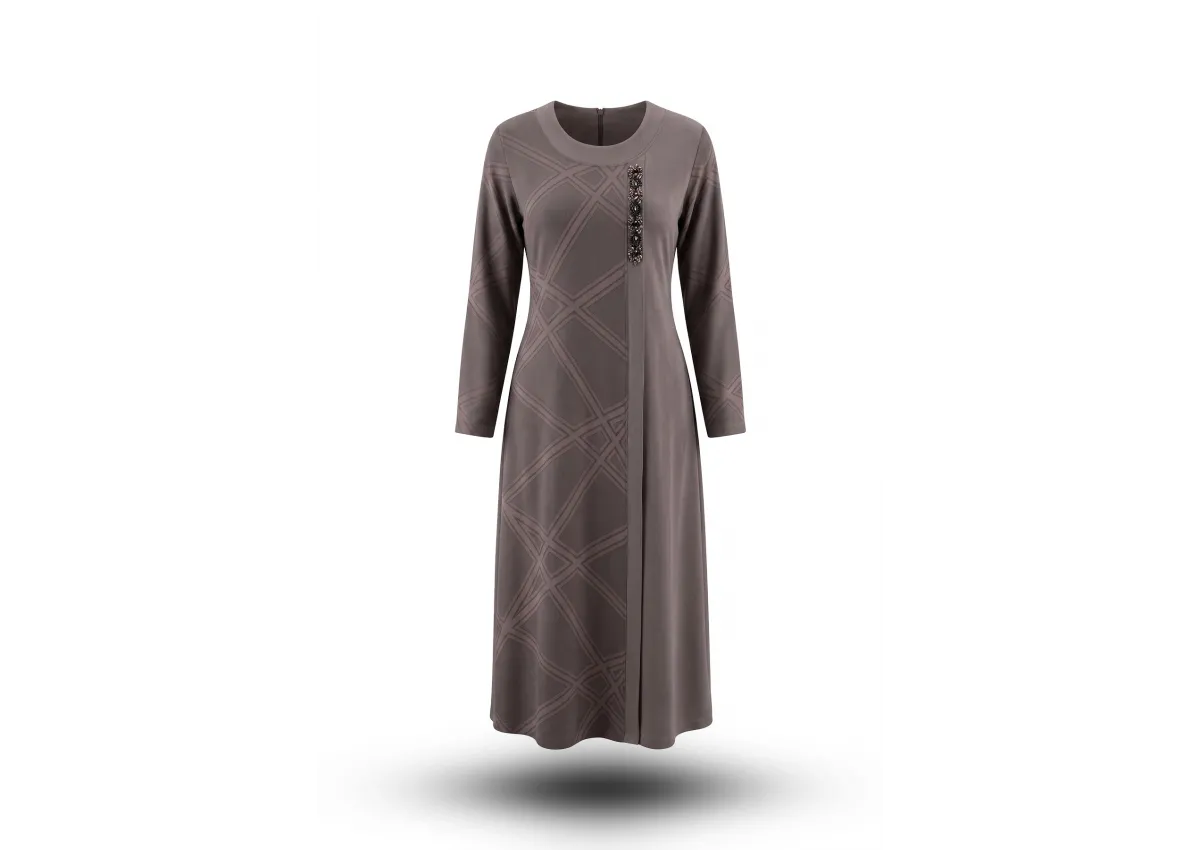 HESNA 8532 ELBİSE - KAHVE - (Asorti: 46-52)