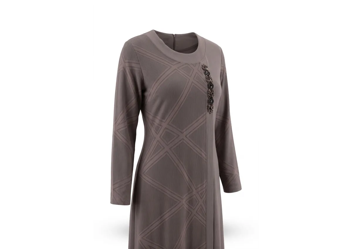 HESNA 8532 ELBİSE - KAHVE - (Asorti: 46-52)