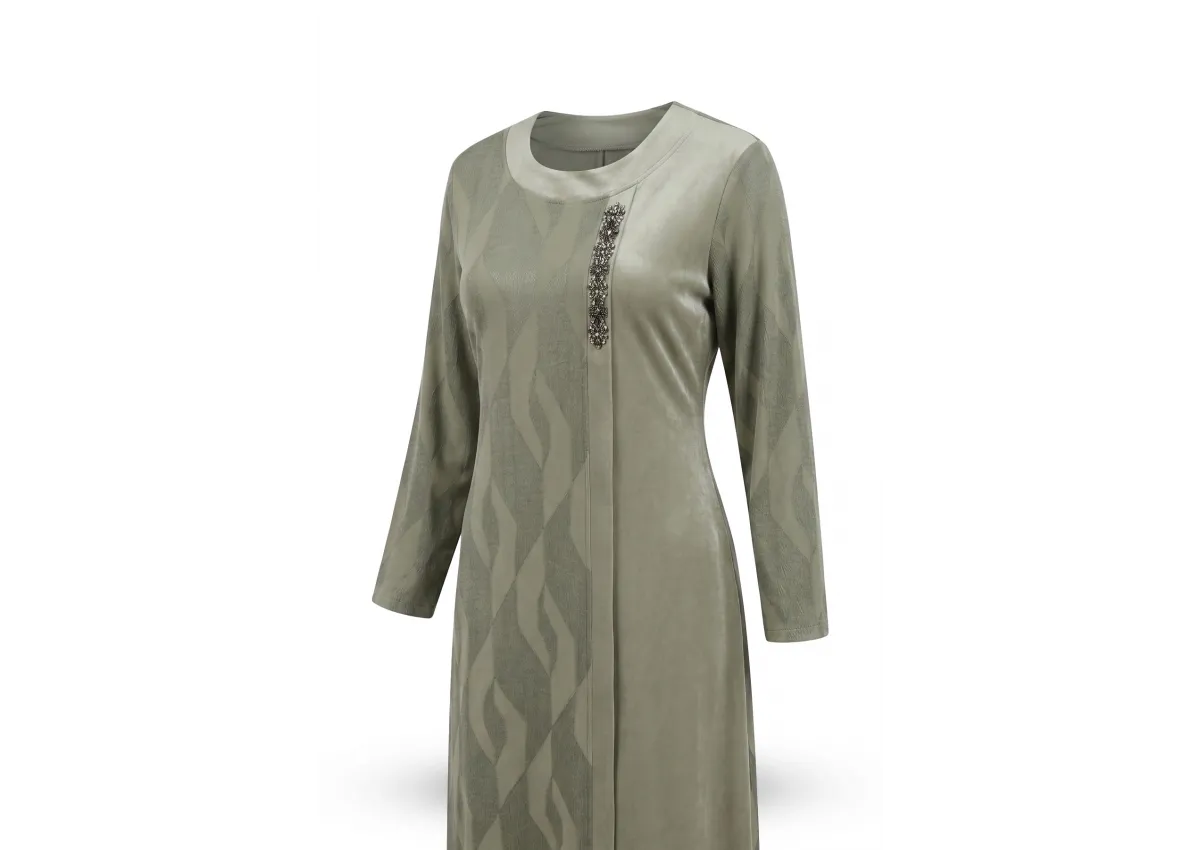 HESNA 8532 ELBİSE - YEŞİL - (Asorti: 46-52)