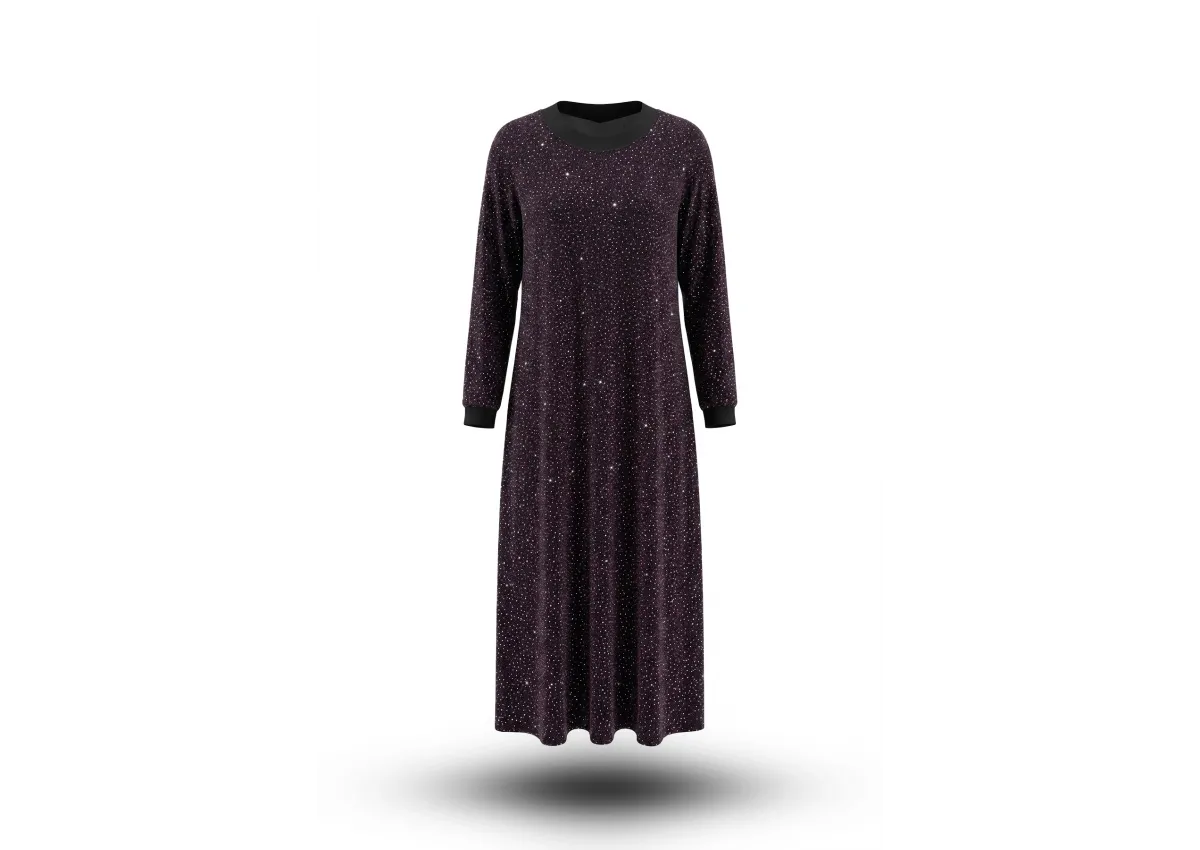 HESNA 8422 ELBİSE - BORDO - (Asorti: 3-6)