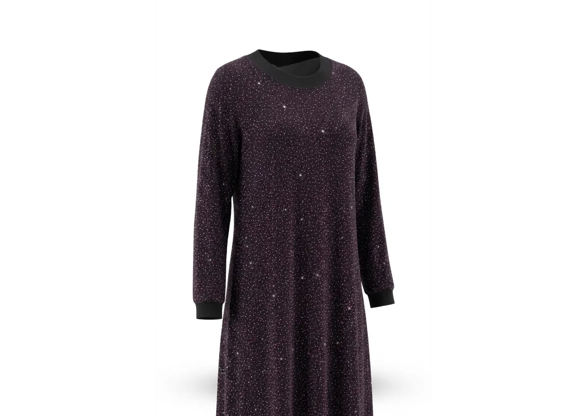 HESNA 8422 ELBİSE - BORDO - (Asorti: 3-6)