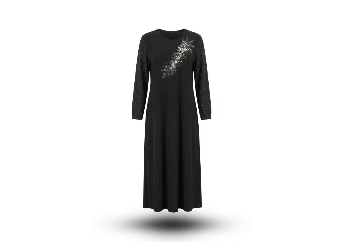HESNA 8129 ELBİSE - SİYAH - (Asorti: 4-6)