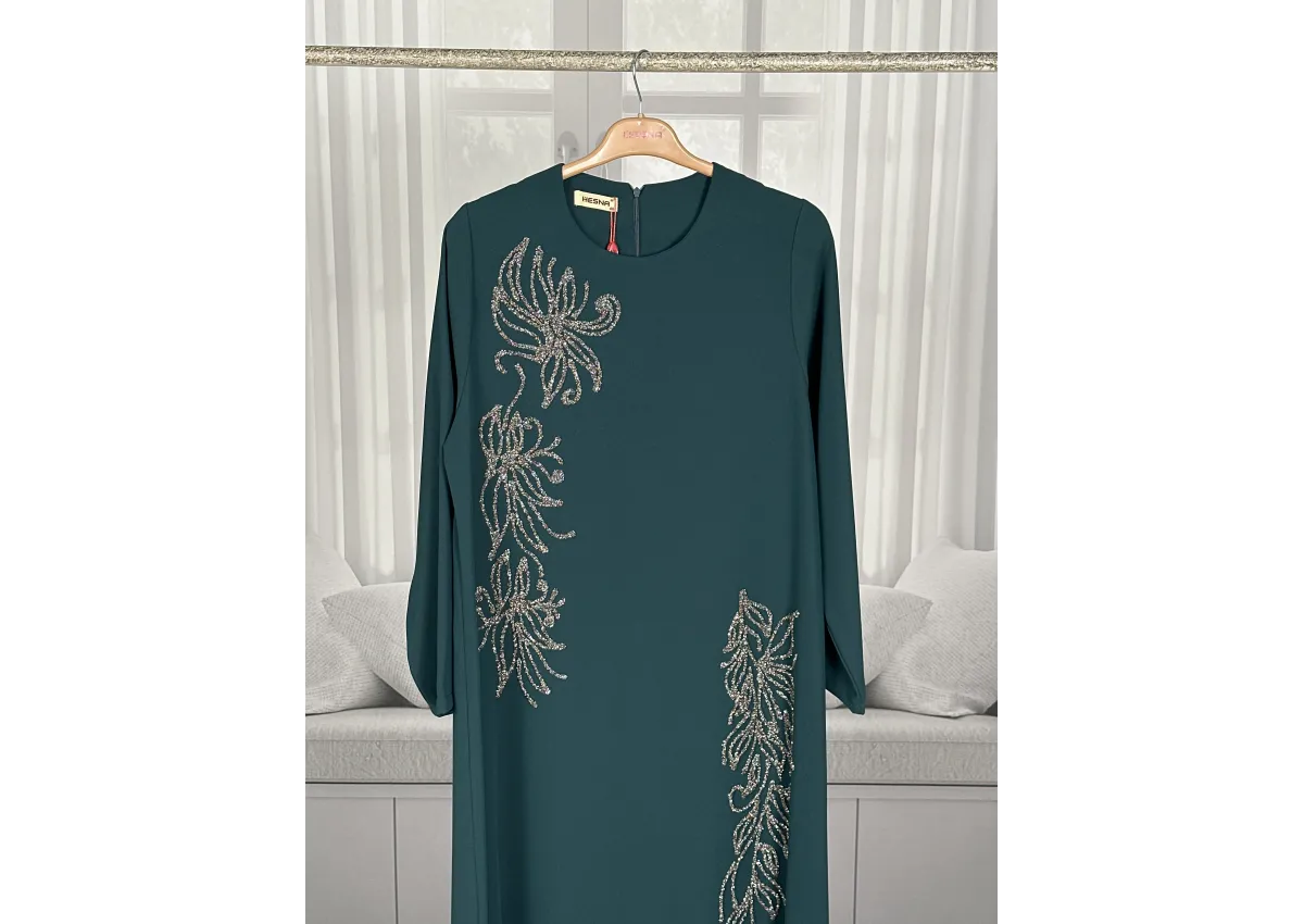HESNA 8540 ELBİSE - YEŞİL - (Asorti: 46-52)