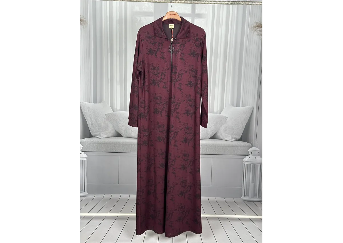HESNA 8596 ELBİSE - BORDO - (Asorti: 4-6)