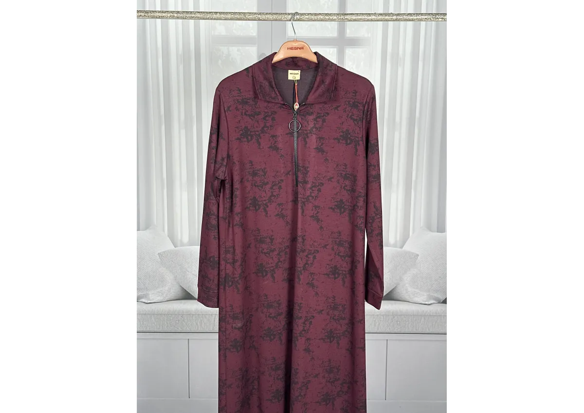 HESNA 8596 ELBİSE - BORDO - (Asorti: 4-6)