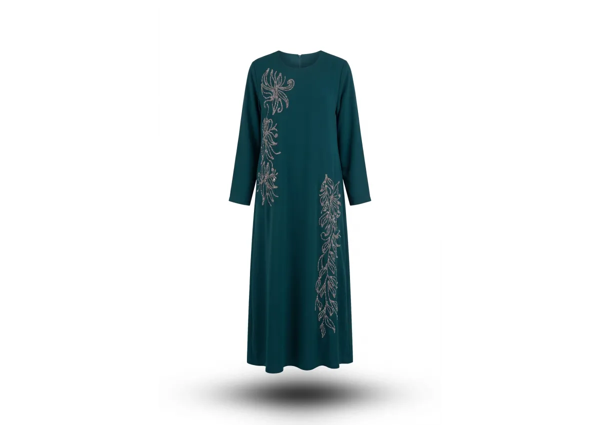 HESNA 8540 ELBİSE - YEŞİL - (Asorti: 46-52)