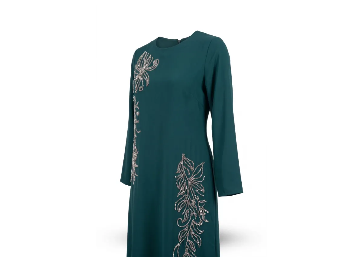 HESNA 8540 ELBİSE - YEŞİL - (Asorti: 46-52)