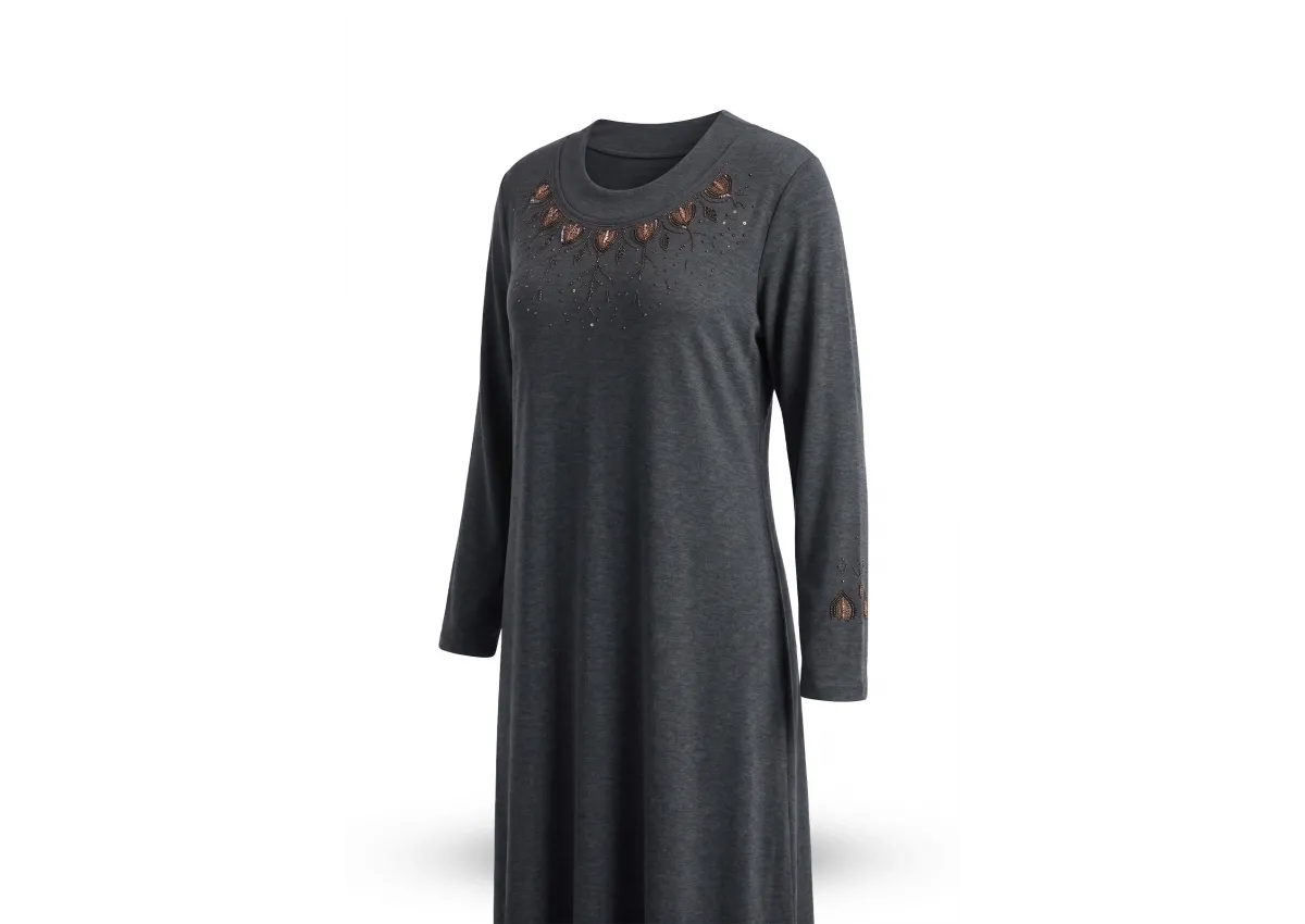 HESNA 8462 NAKIŞLI ELBİSE - SİYAH - (Asorti: 4-7)
