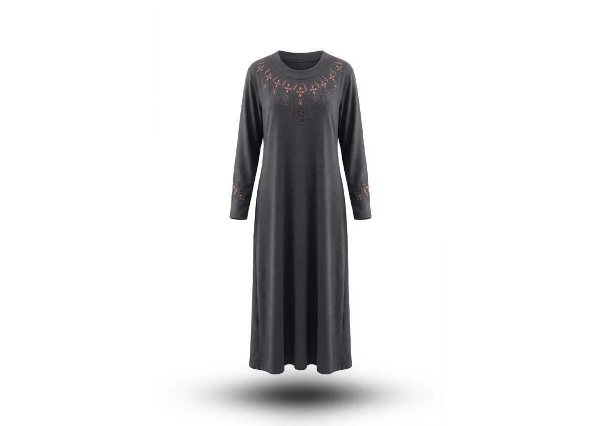 HESNA 8470 NAKIŞLI ELBİSE - SİYAH - (Asorti: 5-7)