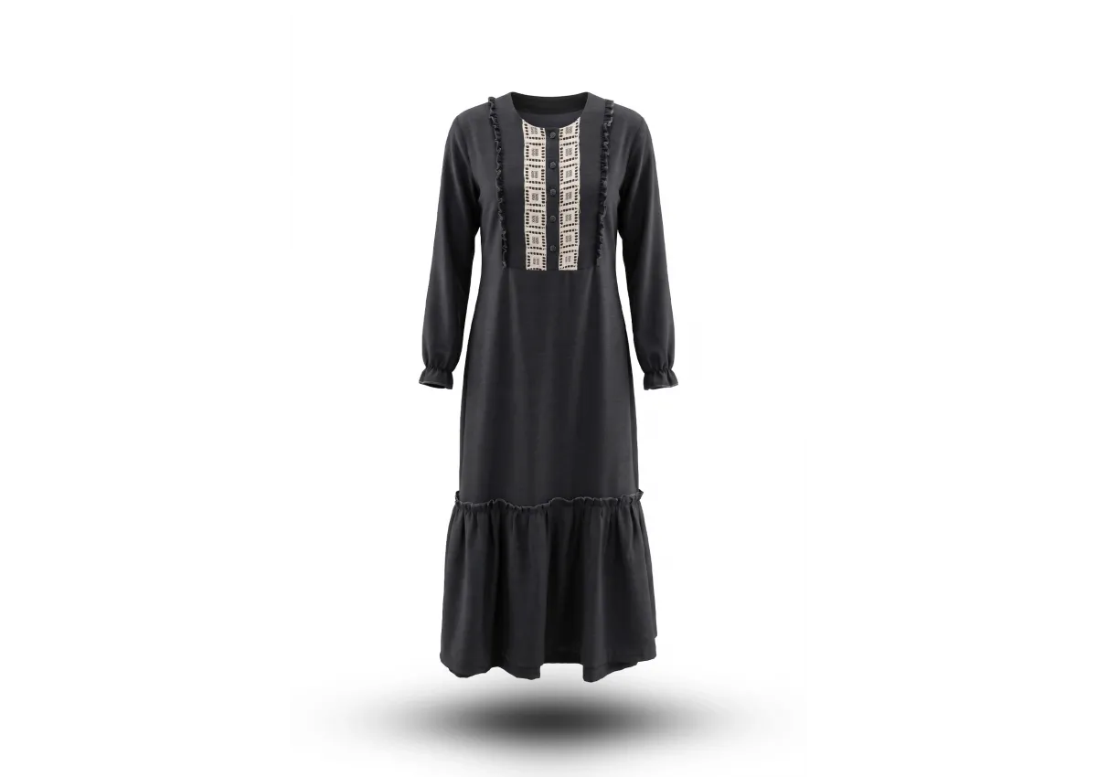 HESNA 8301 ELBİSE - SİYAH - (Asorti: 46-52)
