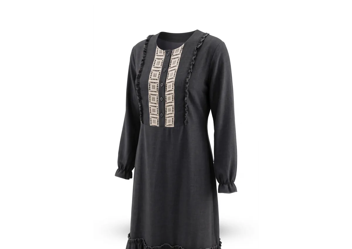 HESNA 8301 ELBİSE - SİYAH - (Asorti: 46-52)