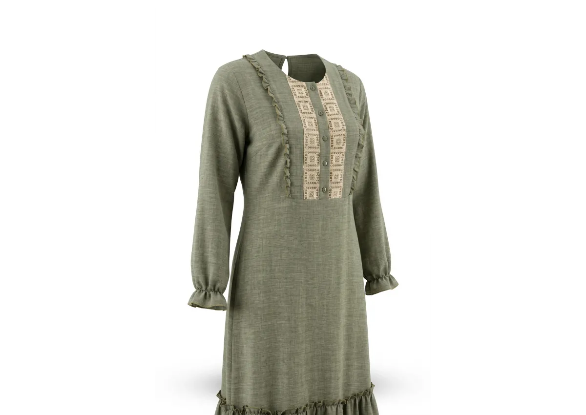 HESNA 8301 ELBİSE - HAKİ - (Asorti: 46-52)