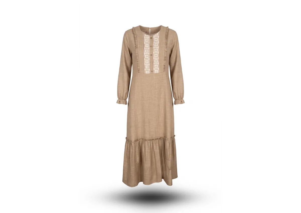 HESNA 8301 ELBİSE - BEJ - (Asorti: 46-52)