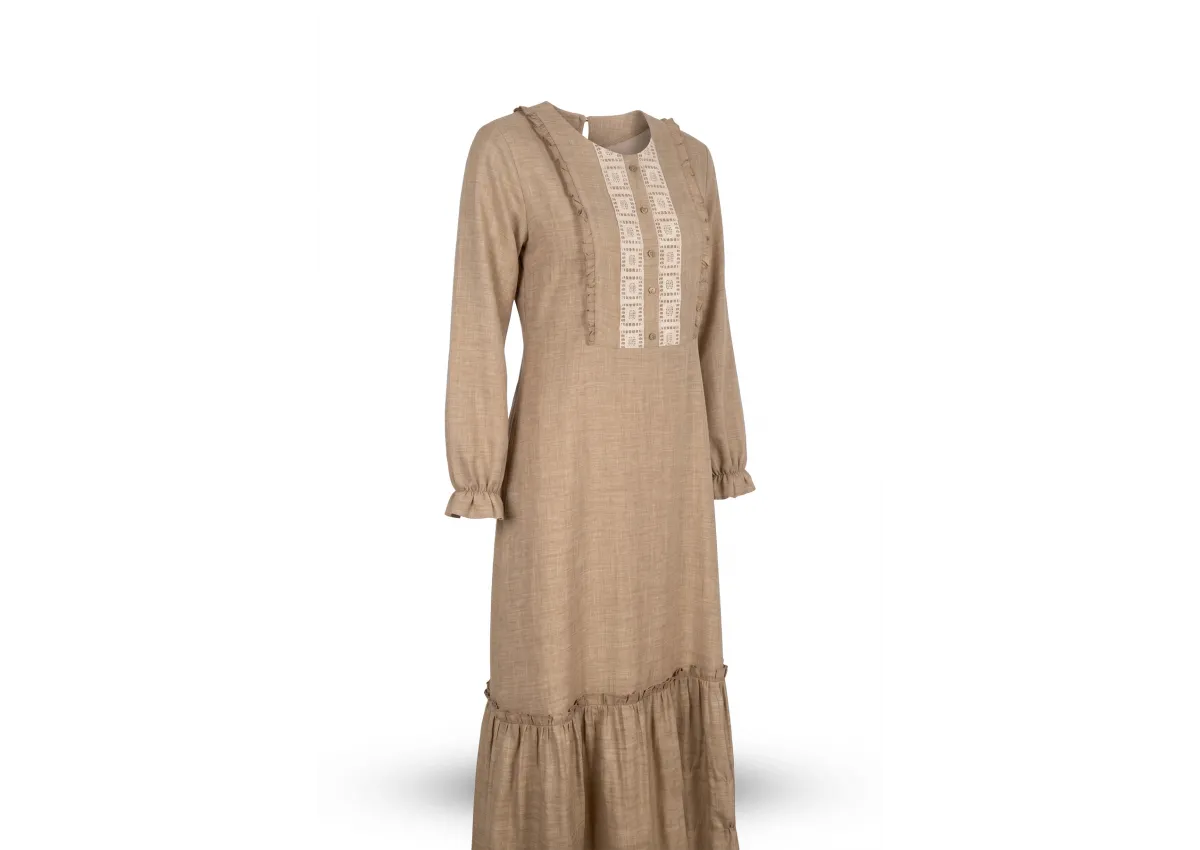 HESNA 8301 ELBİSE - BEJ - (Asorti: 46-52)