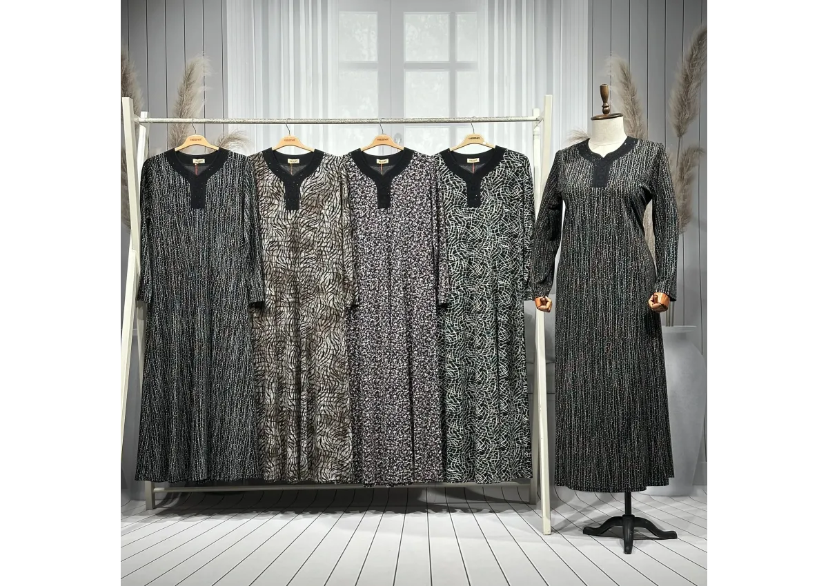 DEMET ELBİSE - BORDO - 556/S - (Asorti: 4-7)