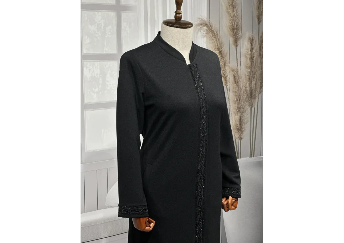 HESNA 2205 NAKIŞLI PARDESÜ - SİYAH - (Asorti: 4-7)