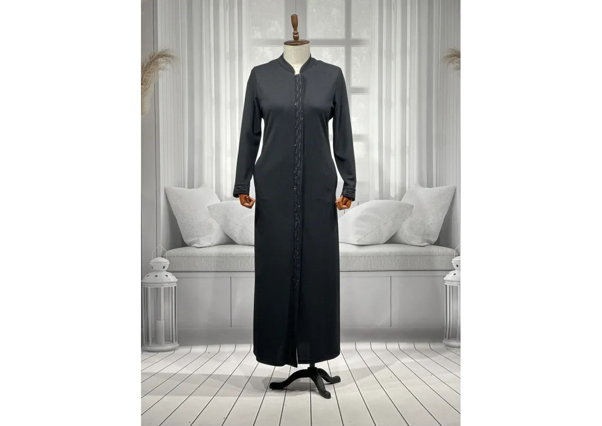 HESNA 2205 NAKIŞLI PARDESÜ - SİYAH - (Asorti: 4-7)