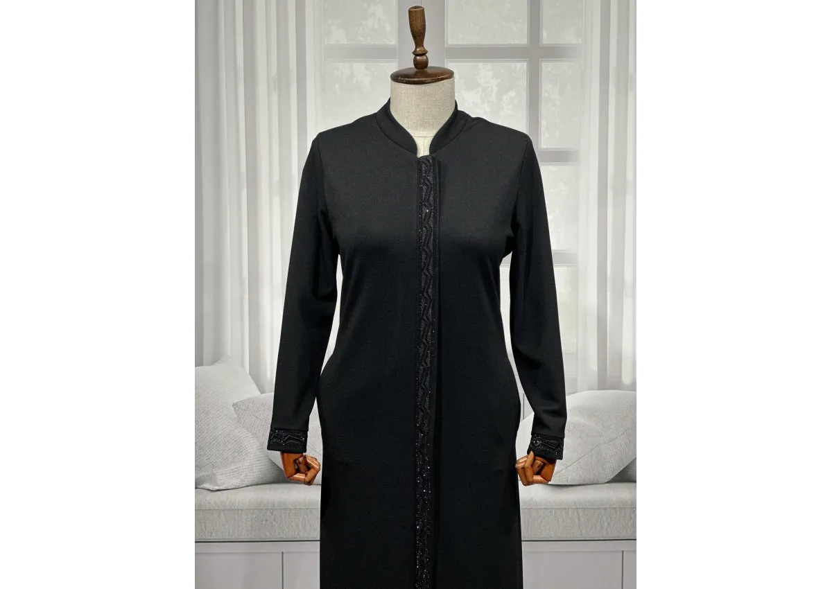 HESNA 2205 NAKIŞLI PARDESÜ - SİYAH - (Asorti: 4-7)