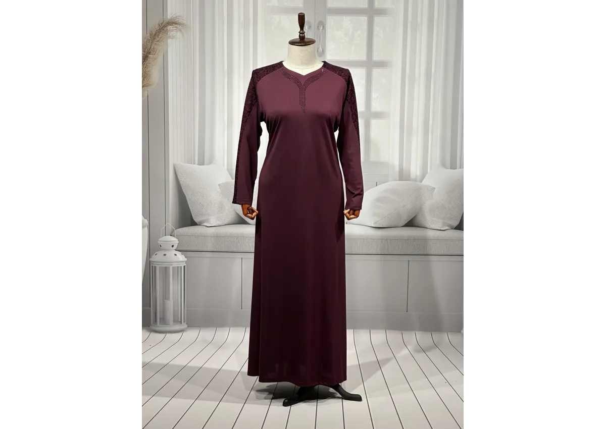 HESNA 8026 (BTT) ELBİSE - VİŞNE - (Asorti: 7-9)