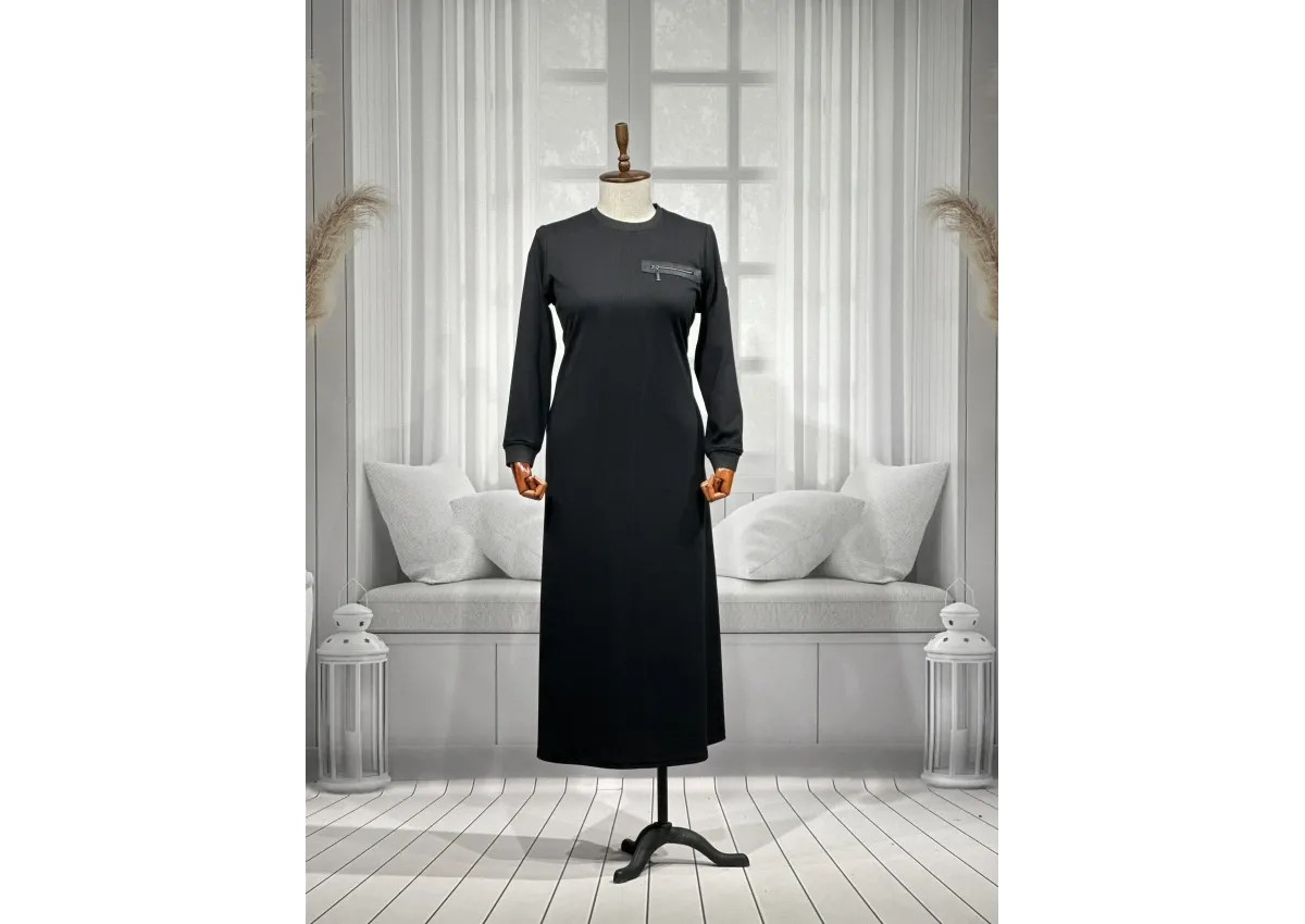 HESNA 8191 ELBİSE - SİYAH - (Asorti: 3-6)