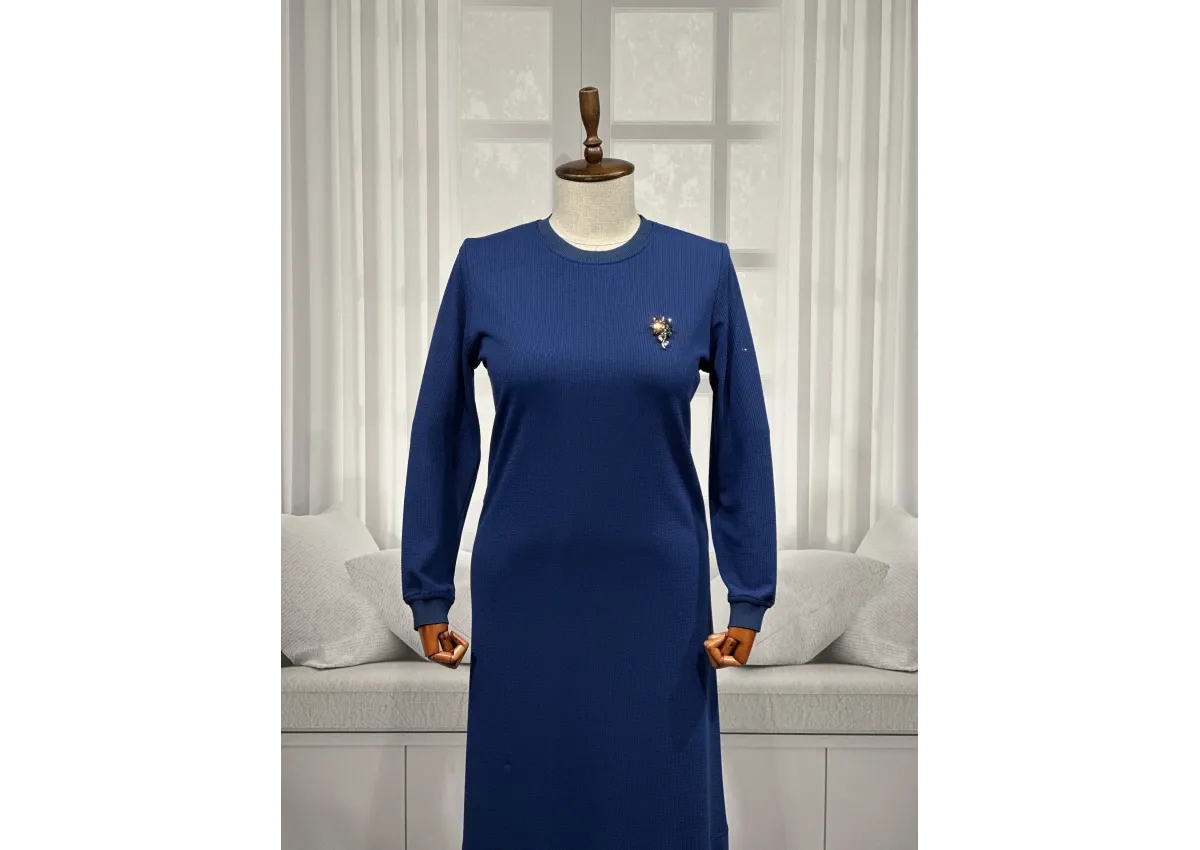 HESNA 8245 ELBİSE - İNDİGO - (Asorti: 3-6)