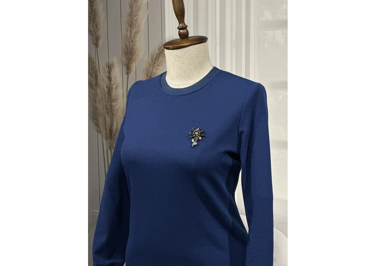 HESNA 8245 ELBİSE - İNDİGO - (Asorti: 3-6)