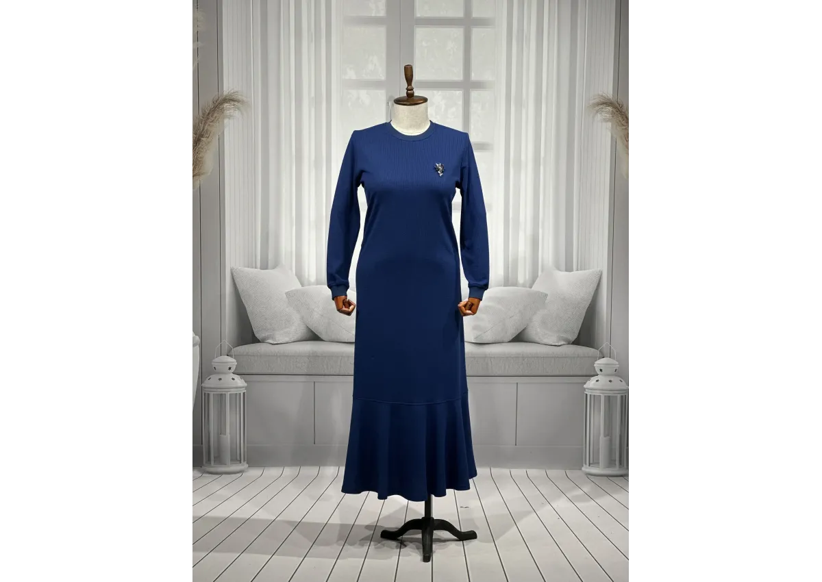 HESNA 8245 ELBİSE - İNDİGO - (Asorti: 3-6)