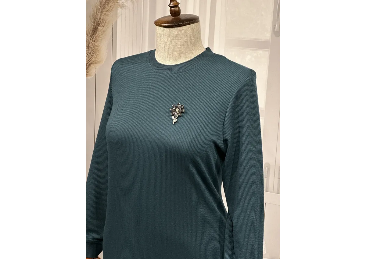 HESNA 8245 ELBİSE - ZÜMRÜT - (Asorti: 3-6)