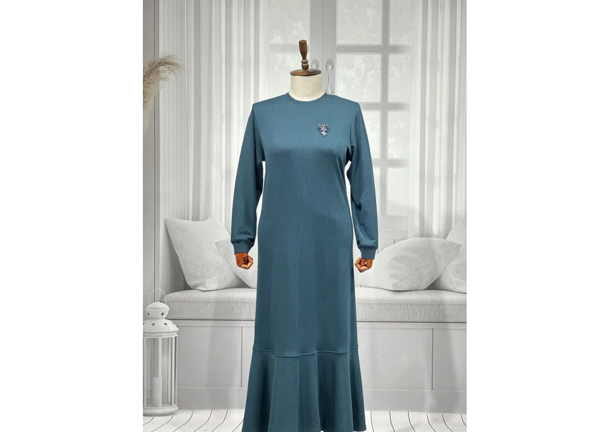 HESNA 8245 ELBİSE - ZÜMRÜT - (Asorti: 3-6)