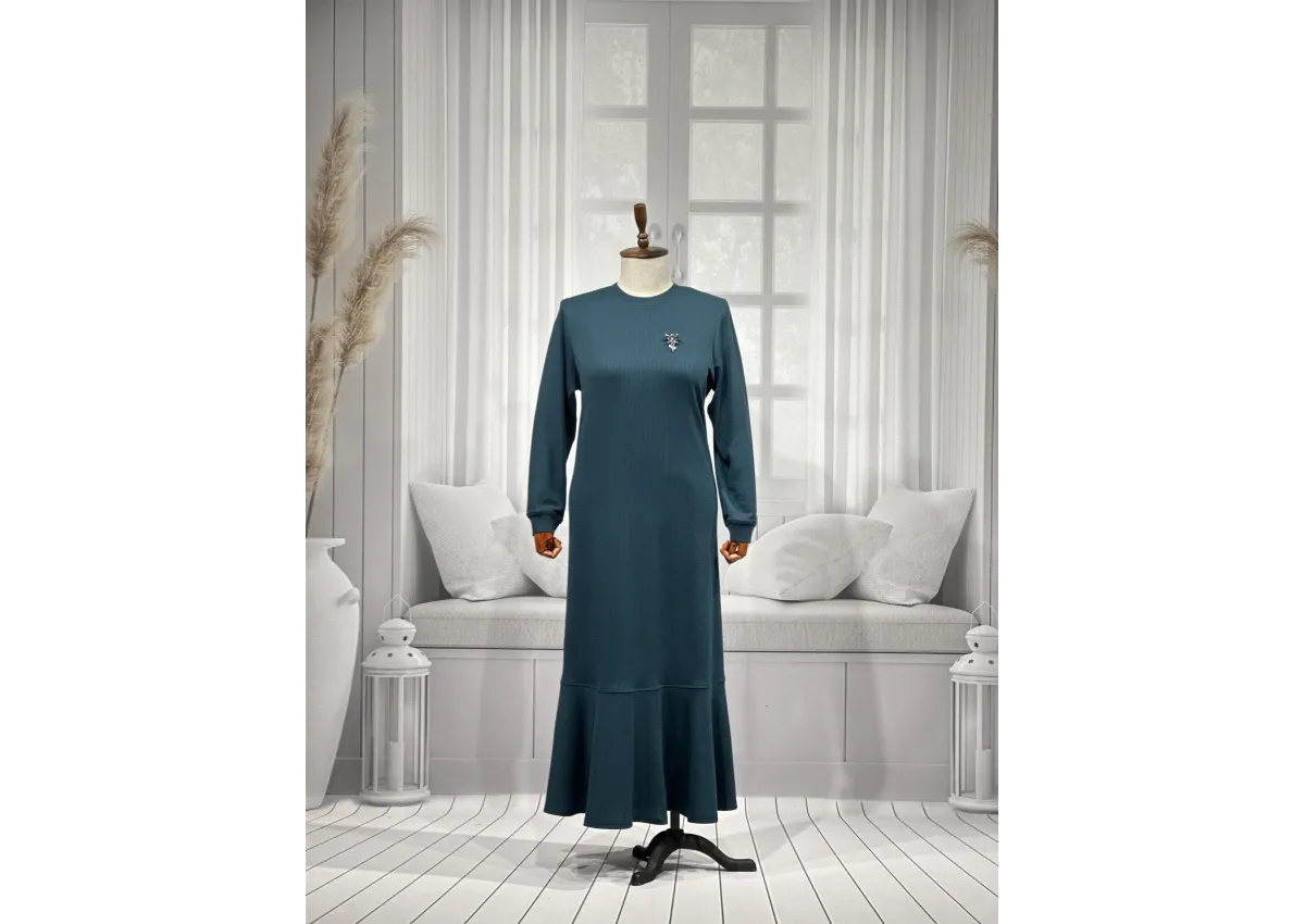 HESNA 8245 ELBİSE - ZÜMRÜT - (Asorti: 3-6)