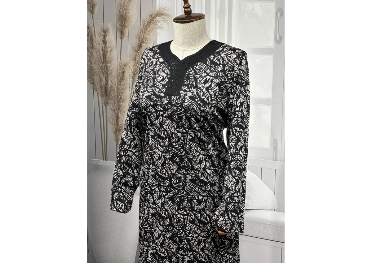 HESNA 8260 BTT. ELBİSE - LACİ & KAHVE - 558/S - (Asorti: 8-9)