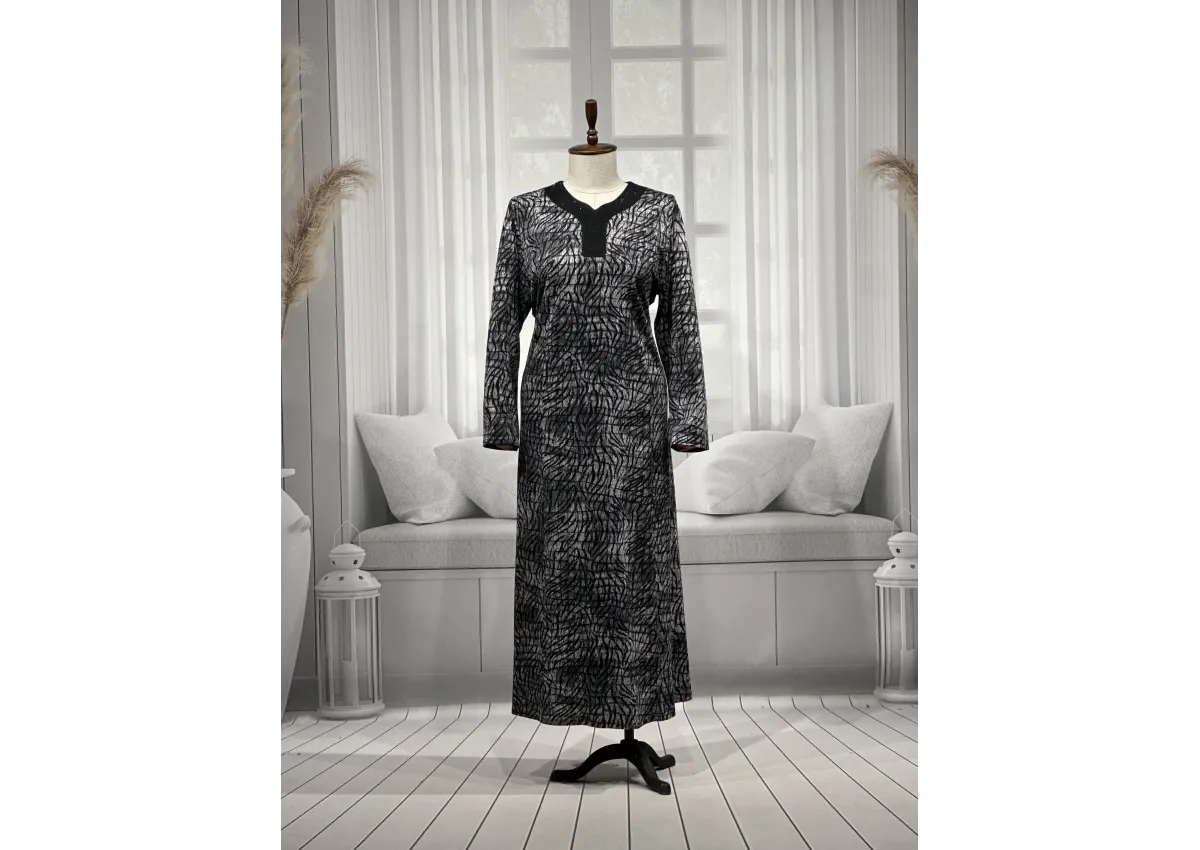 HESNA 8260 BTT. ELBİSE - SİYAH & FÜME - 588/L - (Asorti: 8-9)