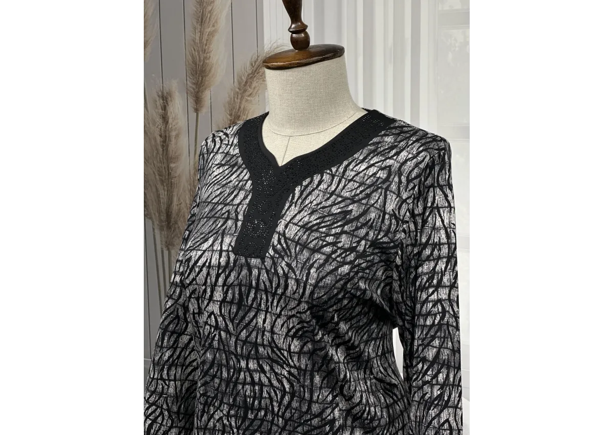 HESNA 8260 BTT. ELBİSE - SİYAH & FÜME - 588/L - (Asorti: 8-9)