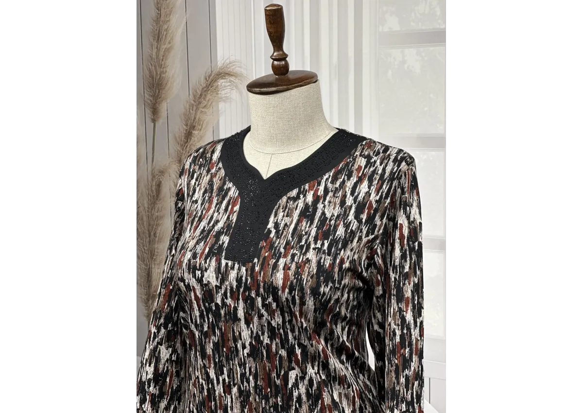 HESNA 8260 BTT. ELBİSE - KİREMİT - R10594 - (Asorti: 8-9)